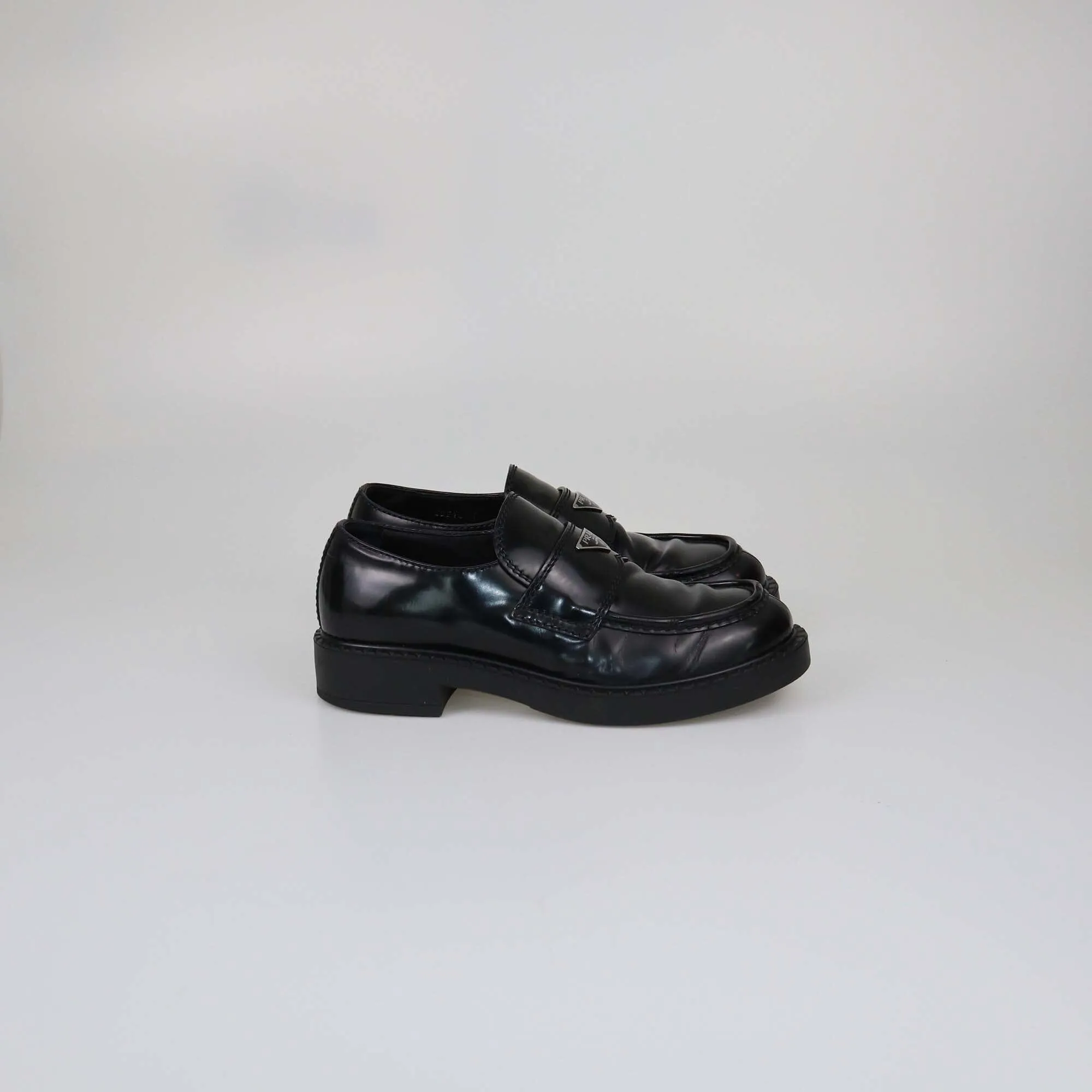 Prada Black Glossy Loafers