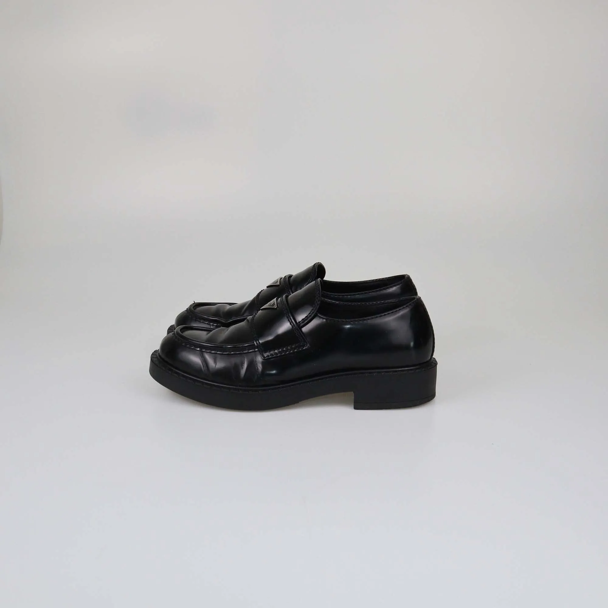 Prada Black Glossy Loafers