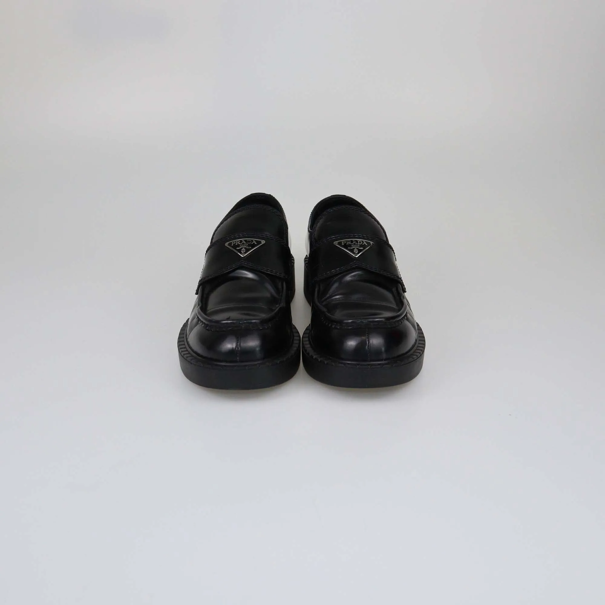 Prada Black Glossy Loafers