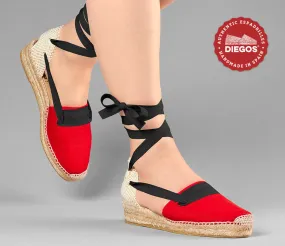 Red Lola low wedge Basque espadrilles
