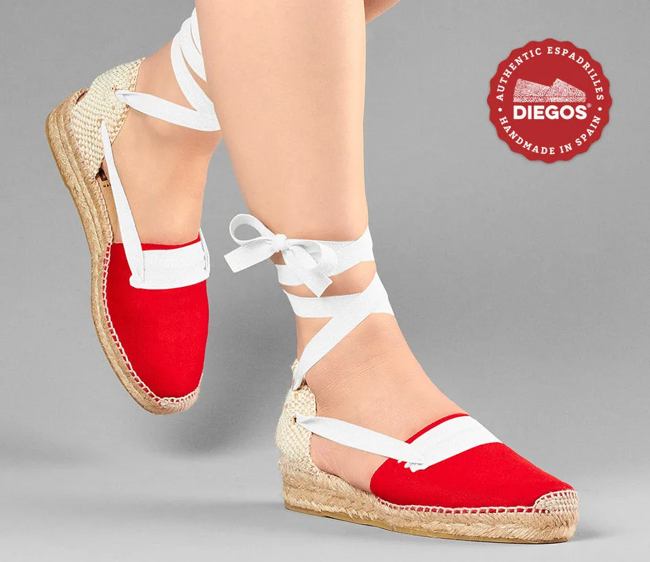 Red Lola low wedge Basque espadrilles