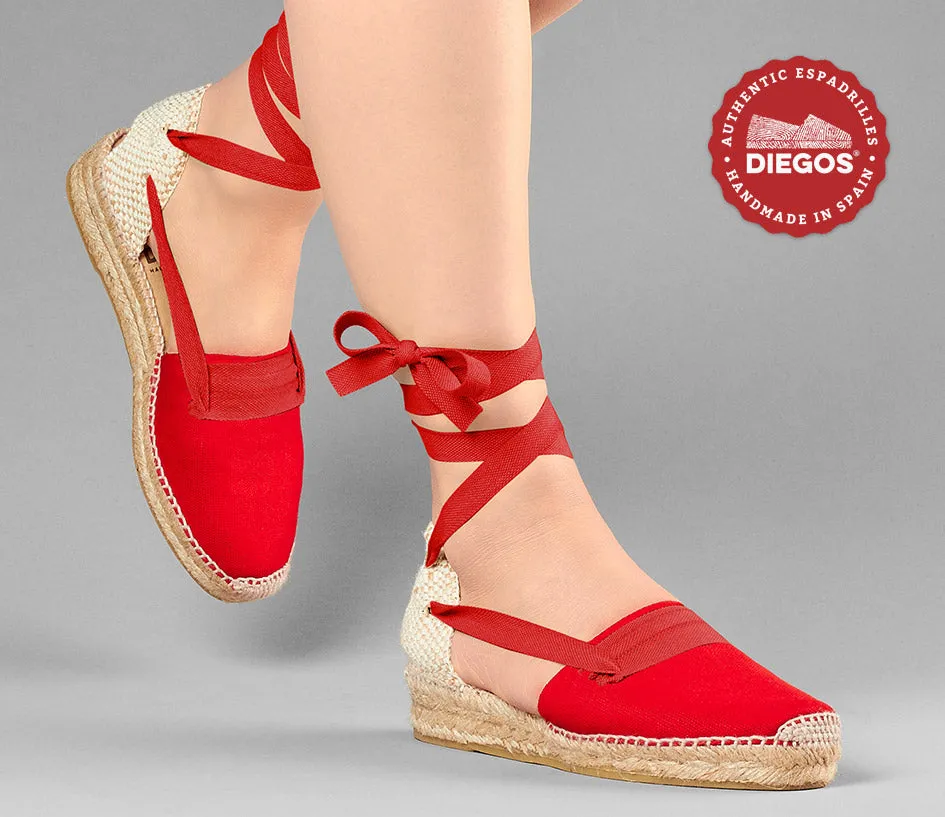 Red Lola low wedge Basque espadrilles