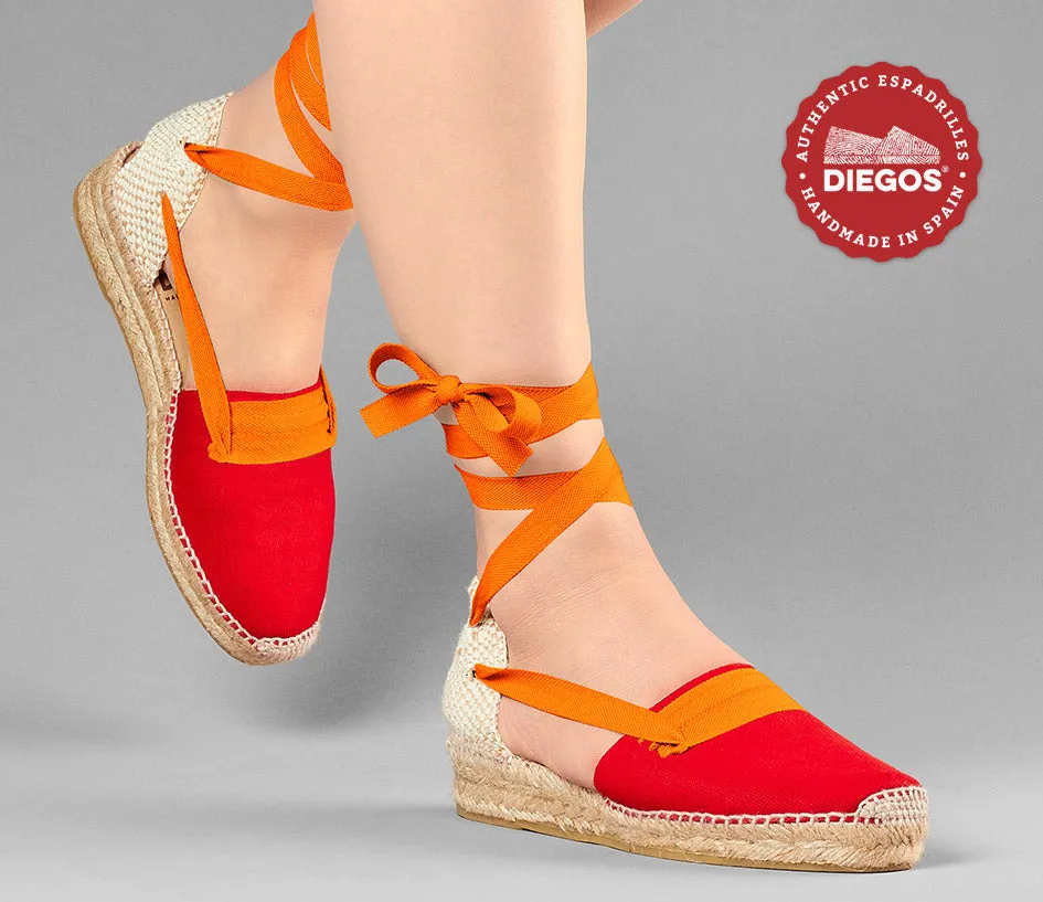 Red Lola low wedge Basque espadrilles