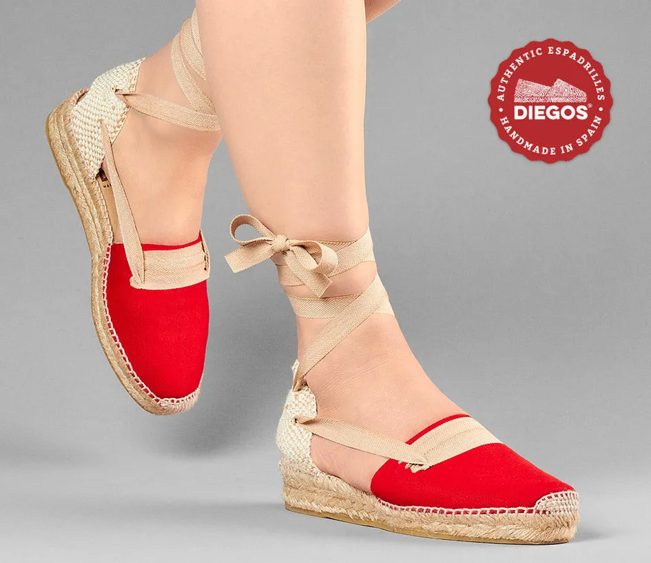 Red Lola low wedge Basque espadrilles