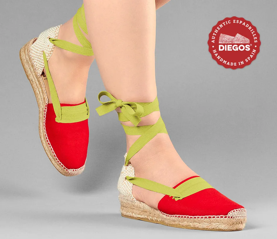 Red Lola low wedge Basque espadrilles
