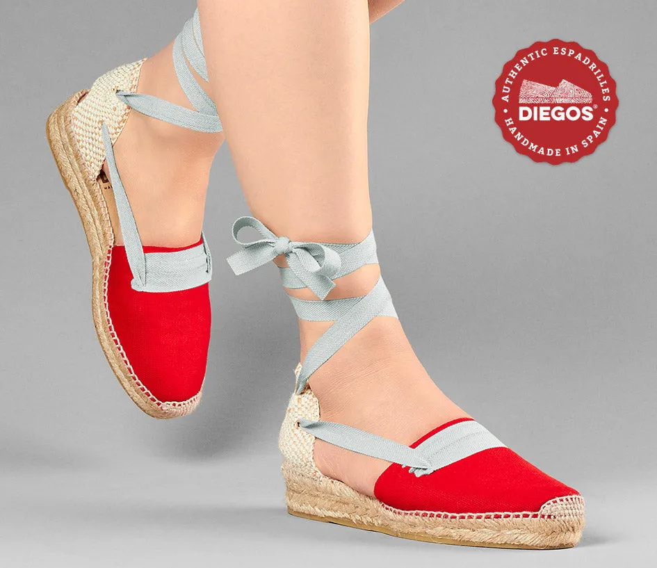 Red Lola low wedge Basque espadrilles