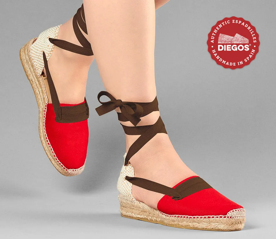 Red Lola low wedge Basque espadrilles