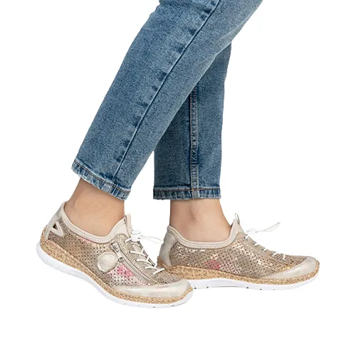 Rieker Ladies Trainers - N42V1-92 - Beige/Gold