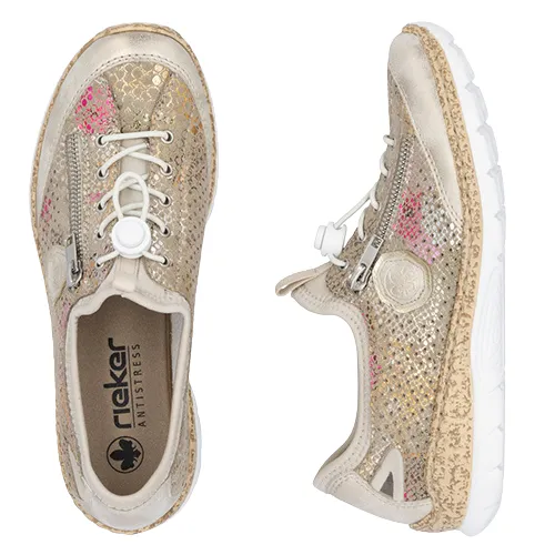 Rieker Ladies Trainers - N42V1-92 - Beige/Gold