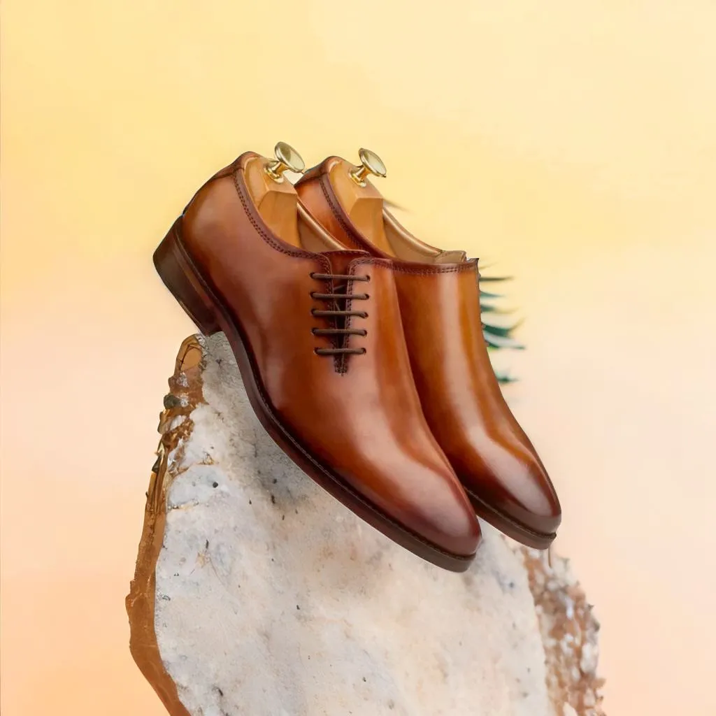 Side Lace-Up Wholecut Derby In Cognac