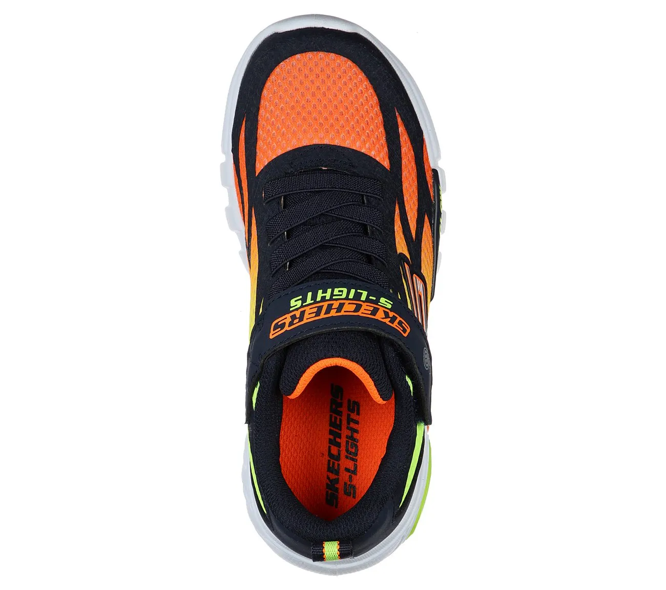 Skechers Kids S Lights Flex-Glow Dezlo Trainers - Navy / Orange
