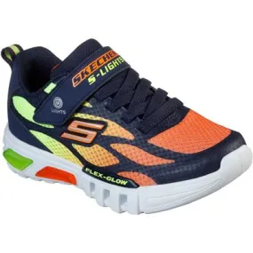 Skechers Kids S Lights Flex-Glow Dezlo Trainers - Navy / Orange