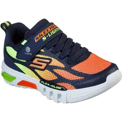 Skechers Kids S Lights Flex-Glow Dezlo Trainers - Navy / Orange