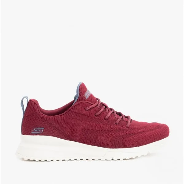 Skechers Womens 117187/BURG BOBS SQUAD 3 Ladies Knitted Trainers Burgundy