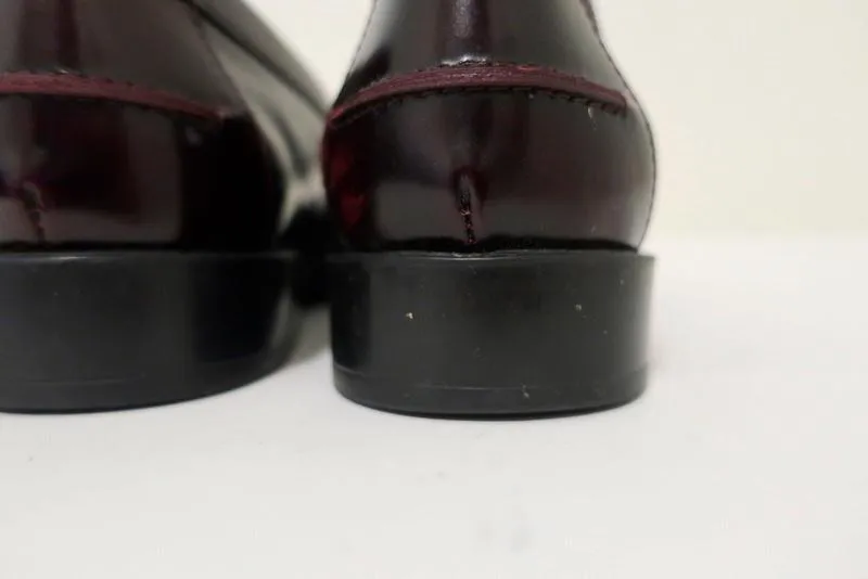 Tod's Penny Loafers Burgundy Glossy Leather Size 37.5 Slip-On Flats