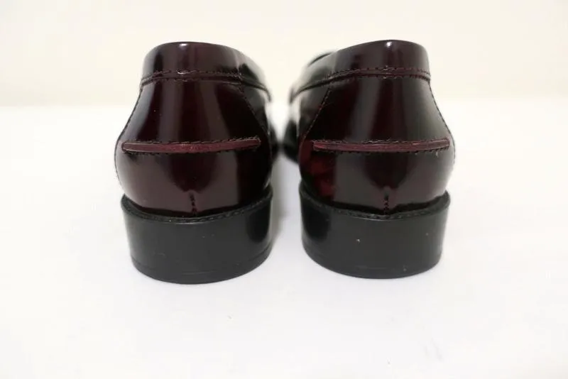 Tod's Penny Loafers Burgundy Glossy Leather Size 37.5 Slip-On Flats