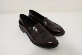 Tod's Penny Loafers Burgundy Glossy Leather Size 37.5 Slip-On Flats