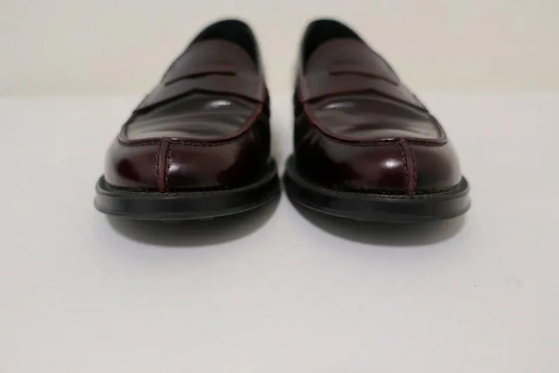 Tod's Penny Loafers Burgundy Glossy Leather Size 37.5 Slip-On Flats