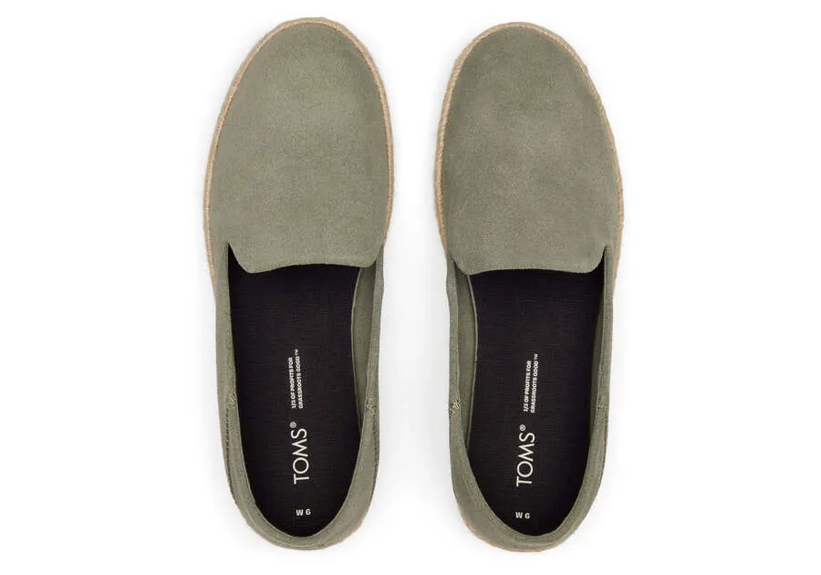 TOMS Womens Santiago Suede Espadrille - Vetiver Grey