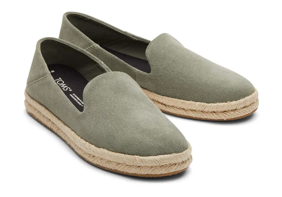TOMS Womens Santiago Suede Espadrille - Vetiver Grey