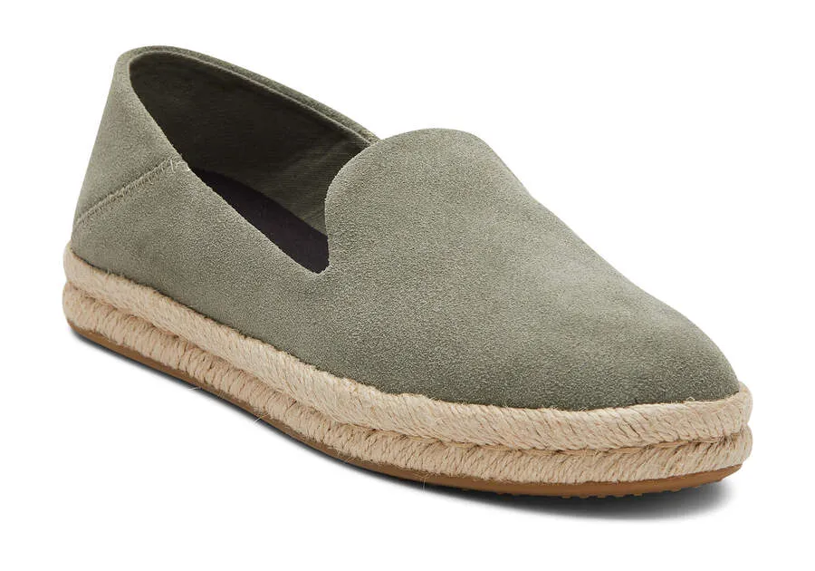 TOMS Womens Santiago Suede Espadrille - Vetiver Grey