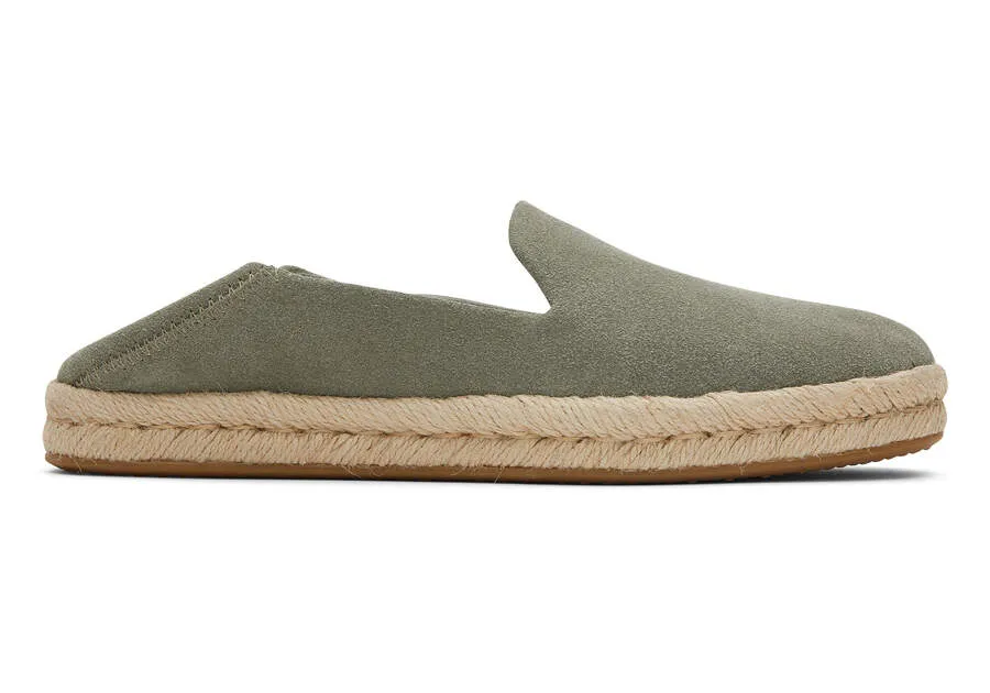TOMS Womens Santiago Suede Espadrille - Vetiver Grey