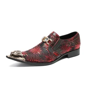 Trendy Casual Leather Shoes Men's Business Formal Wear Slip-on Thick Bottom Height-Increasing Loafers Suit Shoes British Printed Glossy