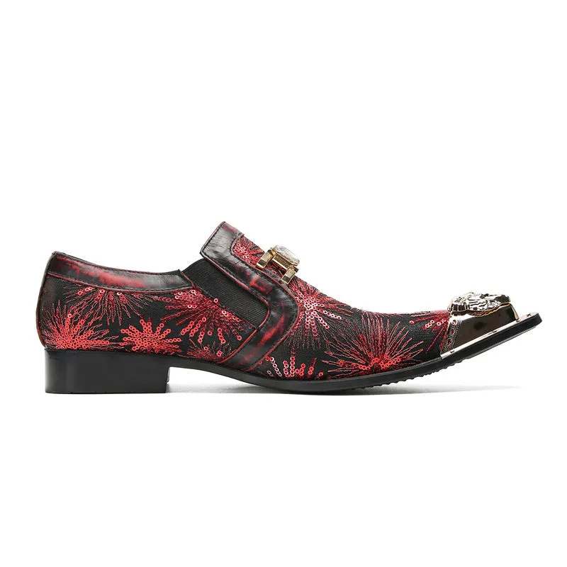 Trendy Casual Leather Shoes Men's Business Formal Wear Slip-on Thick Bottom Height-Increasing Loafers Suit Shoes British Printed Glossy