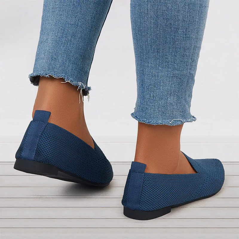 Women's Minimalist Square Edge Teen Plate Loafers, Elegant Beige Flats