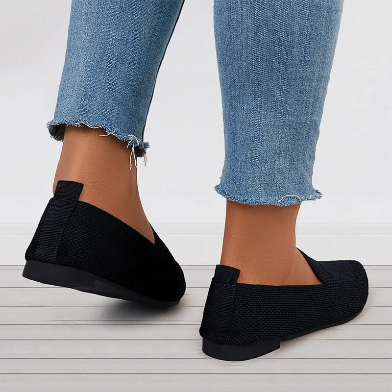 Women's Minimalist Square Edge Teen Plate Loafers, Elegant Beige Flats