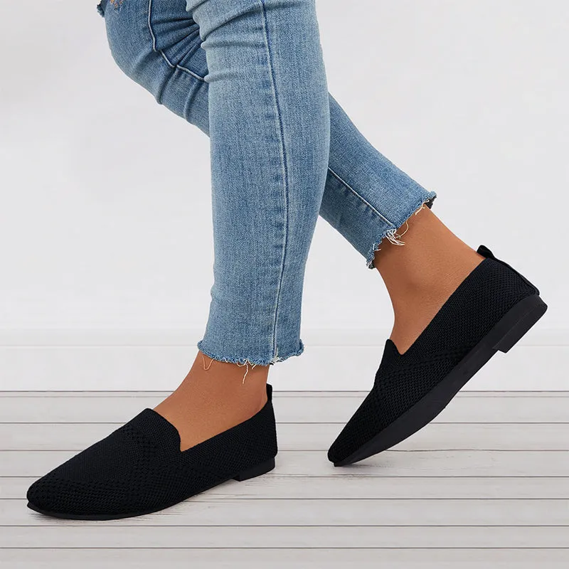 Women's Minimalist Square Edge Teen Plate Loafers, Elegant Beige Flats