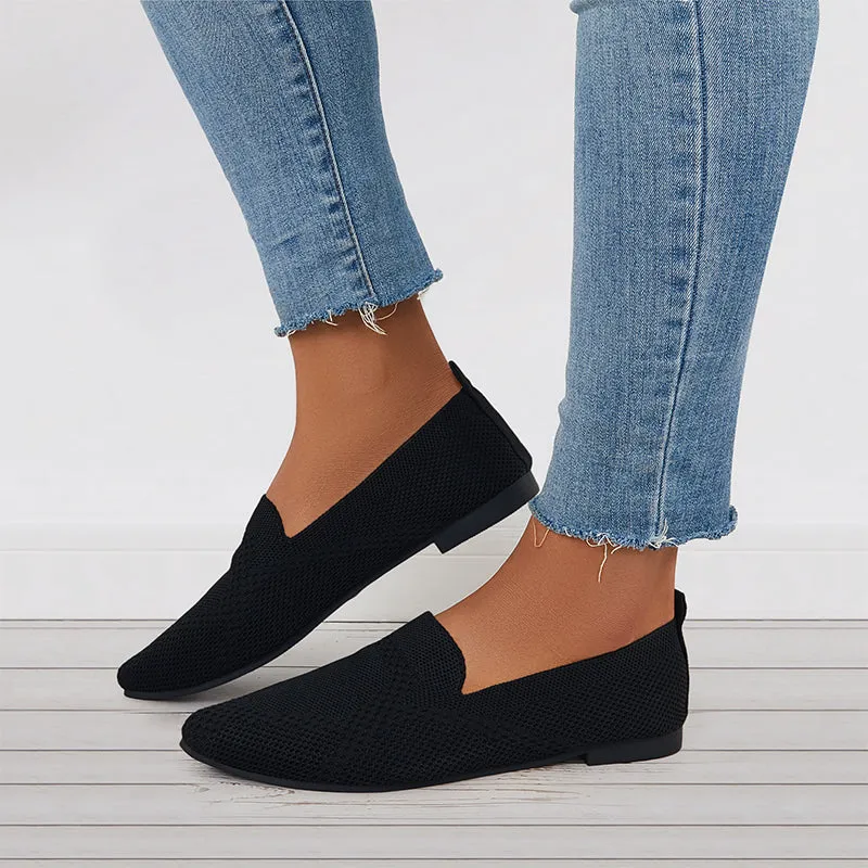 Women's Minimalist Square Edge Teen Plate Loafers, Elegant Beige Flats