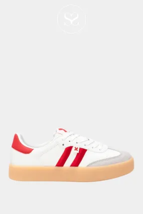 XTI 144050 WHITE & RED STRIPE PLATFORM TRAINERS