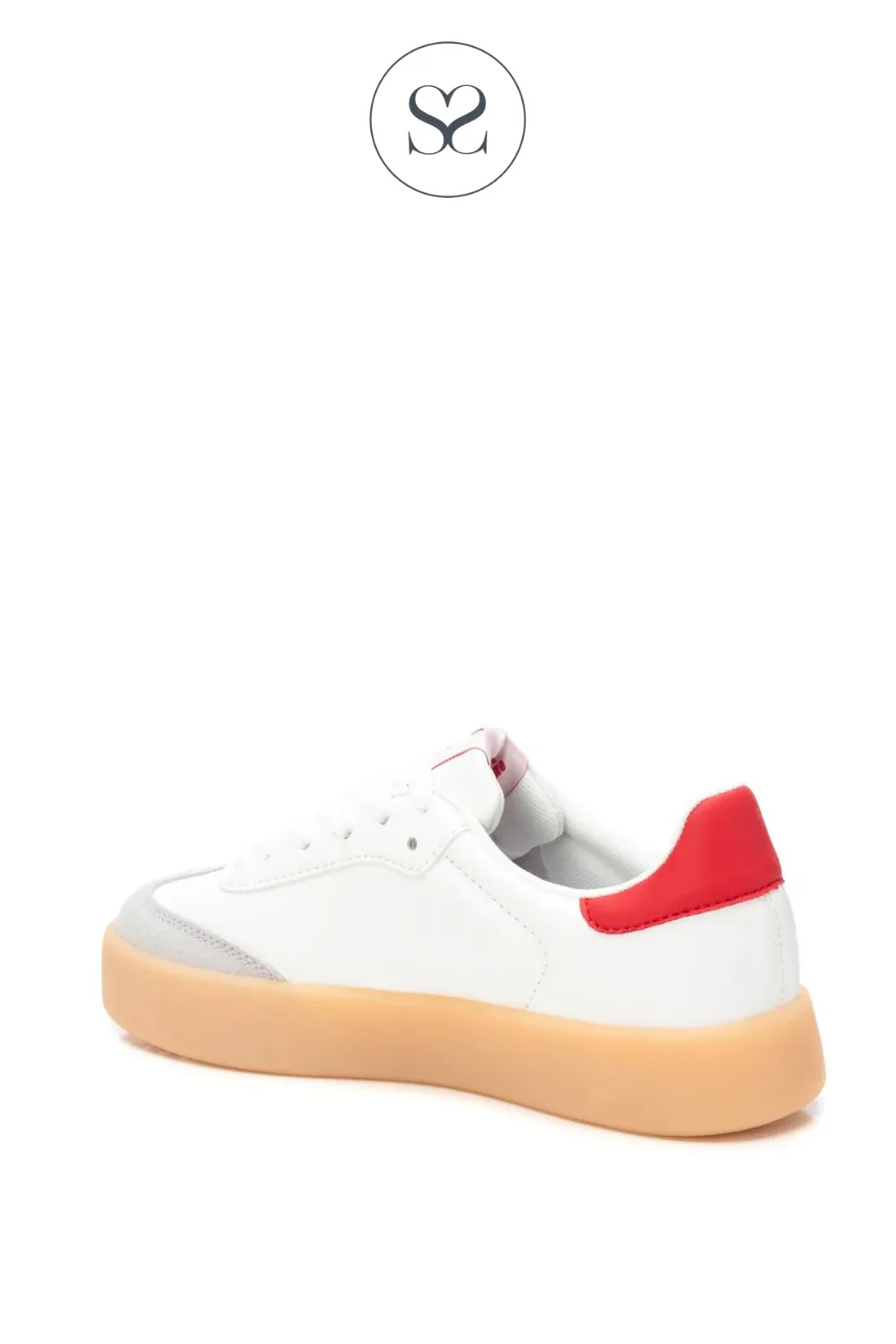 XTI 144050 WHITE & RED STRIPE PLATFORM TRAINERS